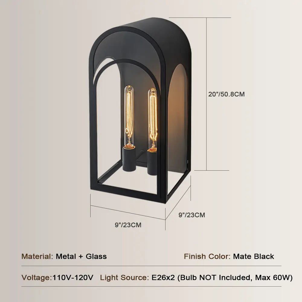 20" Large Modern Outdoor Wall Lights with Clear Glass