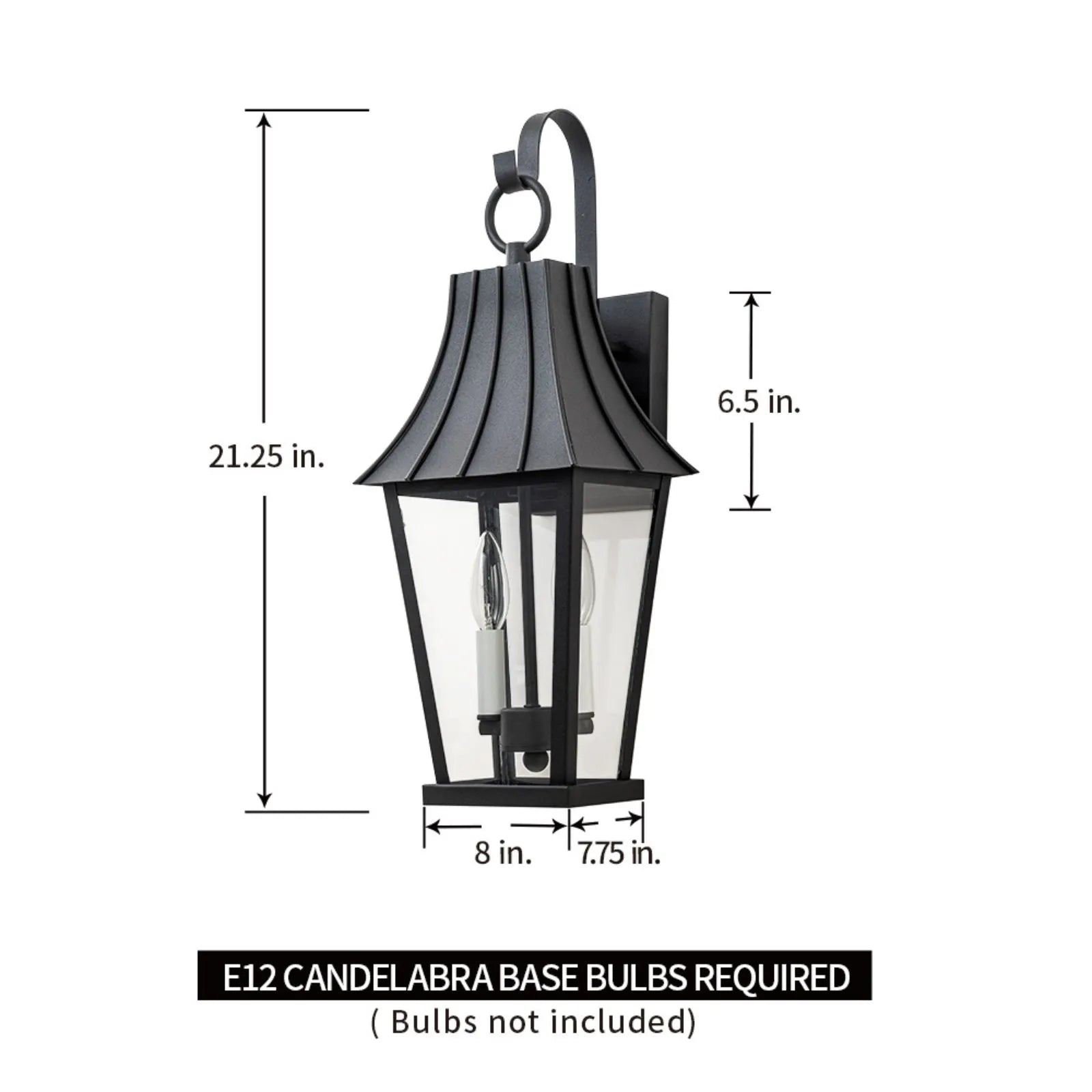 21.25" Large Outdoor Wall Lights with White Candelabra