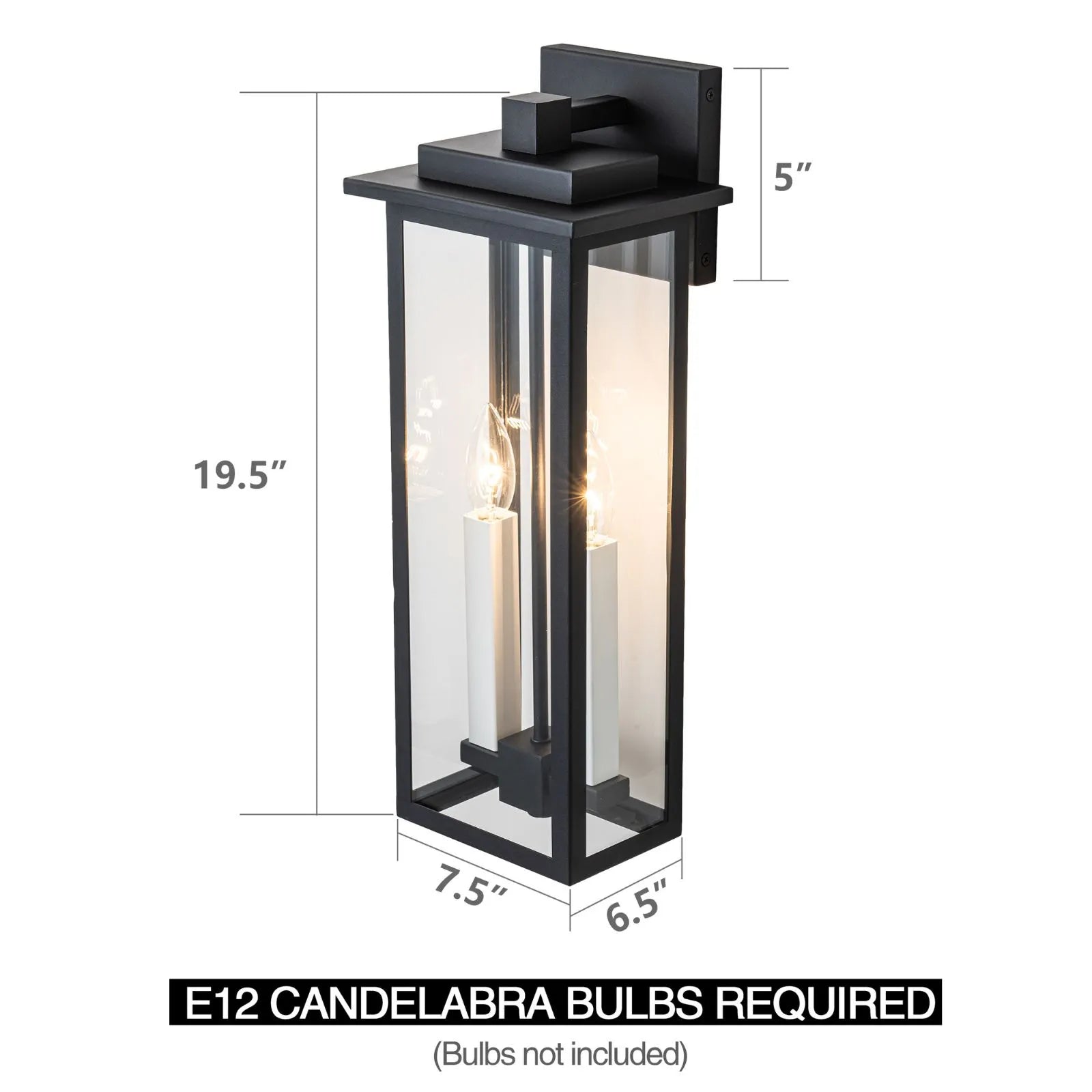 19.5" Outdoor Wall Lights with White Candelabra Interior