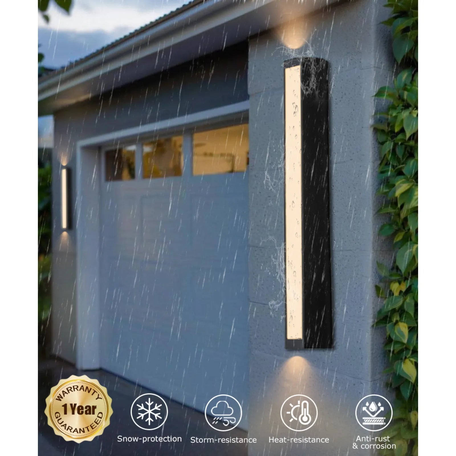 23.6” Modern Dimmable Outdoor LED Wall Sconce 1 Pack