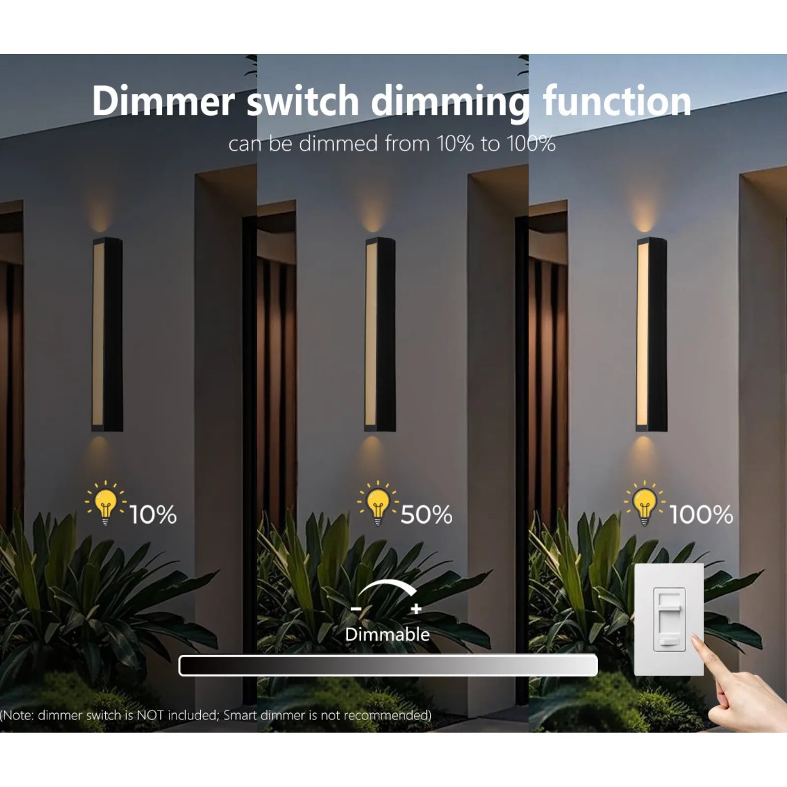 23.6” Modern Dimmable Outdoor LED Wall Sconce 1 Pack