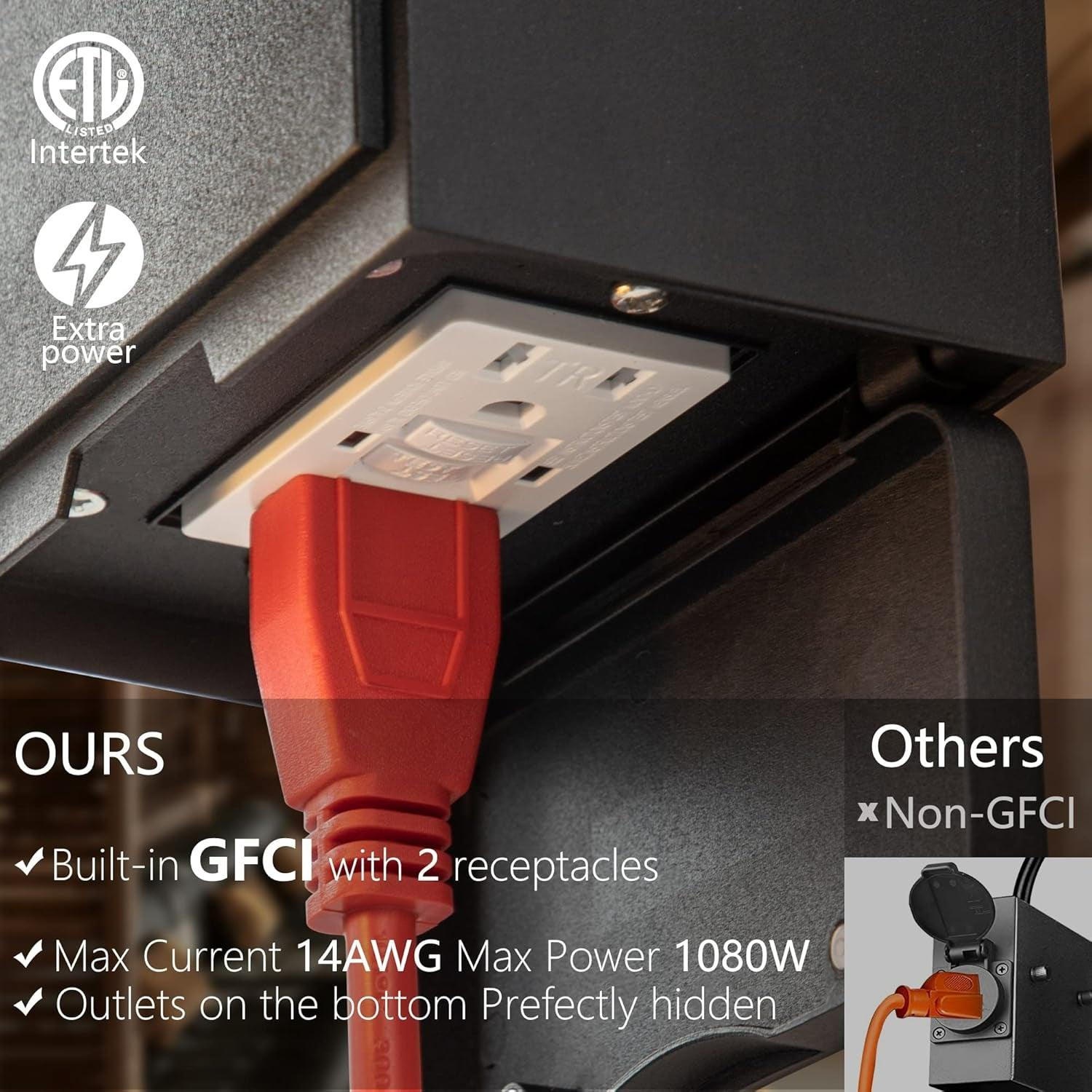 Motion Sensor Dusk to Dawn Outdoor Wall Lights with GFCI Outlet - FTL Outdoor Wall Lighting LED Light Bulbs