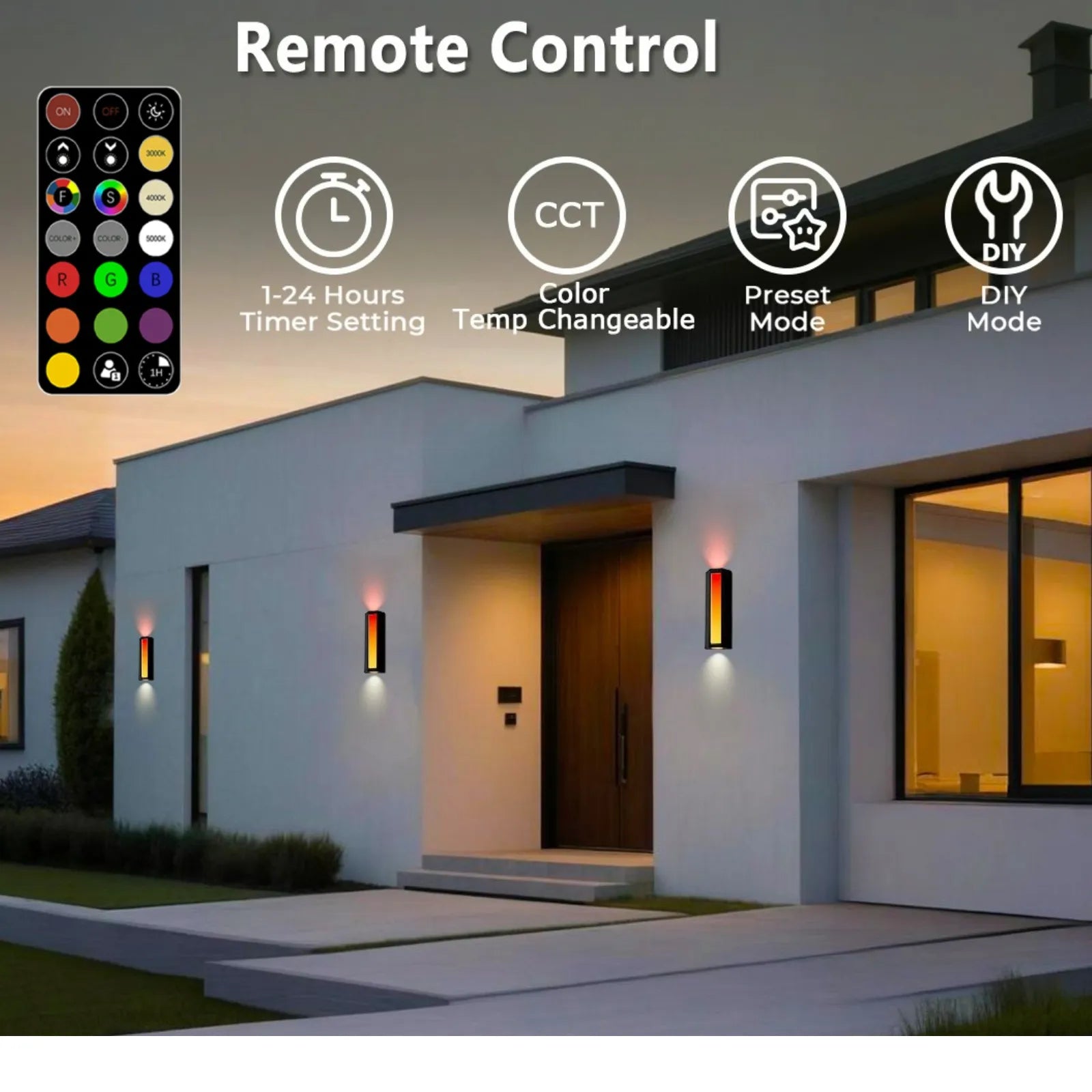 11.8” Modern RGB Outdoor Wall Lights Set of 2