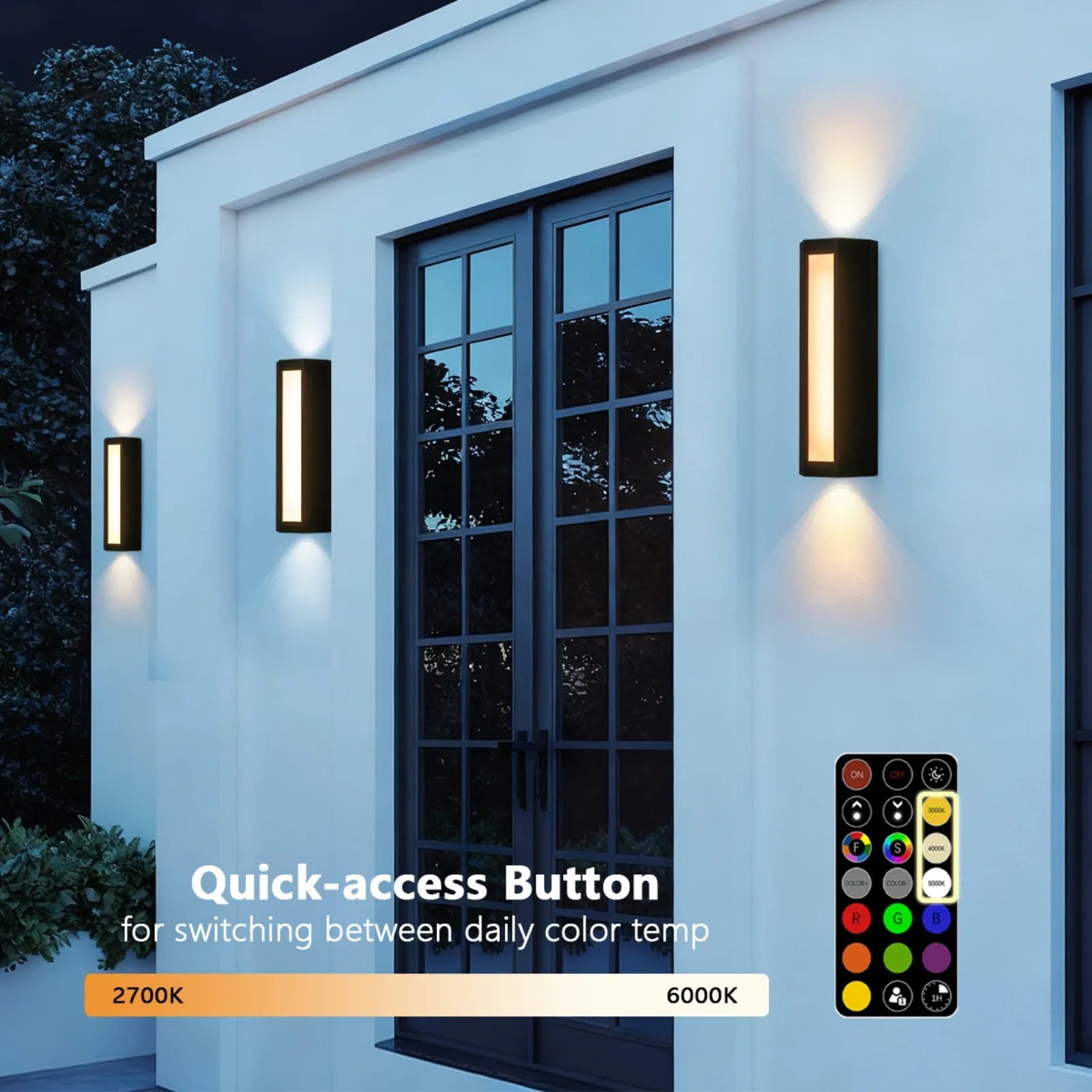 11.8” Modern RGB Outdoor Wall Lights Set of 2