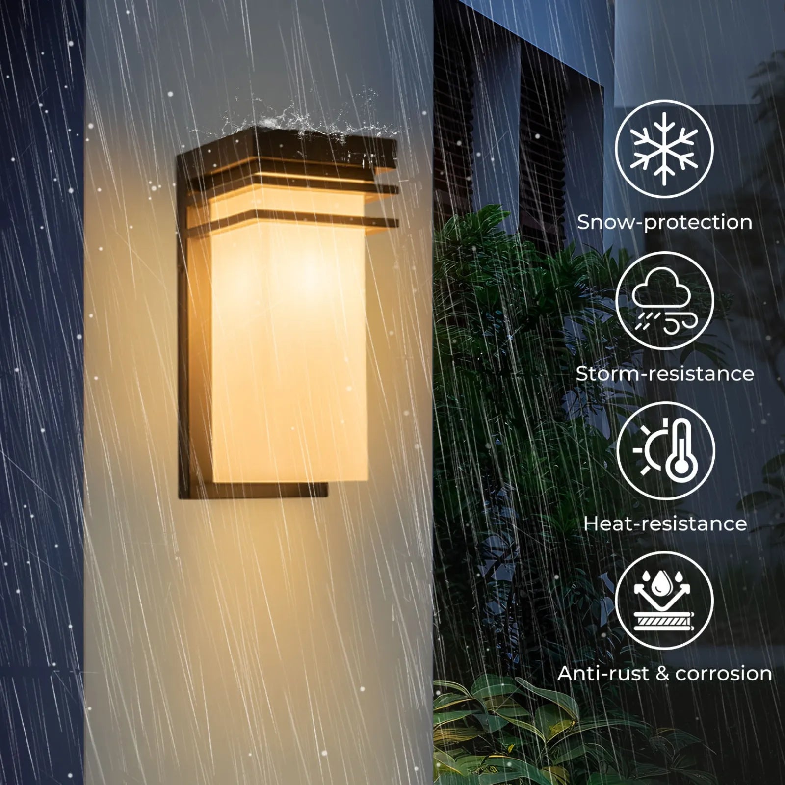 12" Mate Black Outdoor Porch Lights with White Frosted Glass