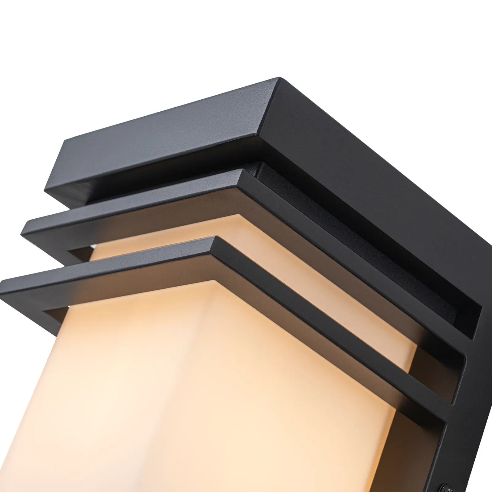 12" Mate Black Outdoor Porch Lights with White Frosted Glass
