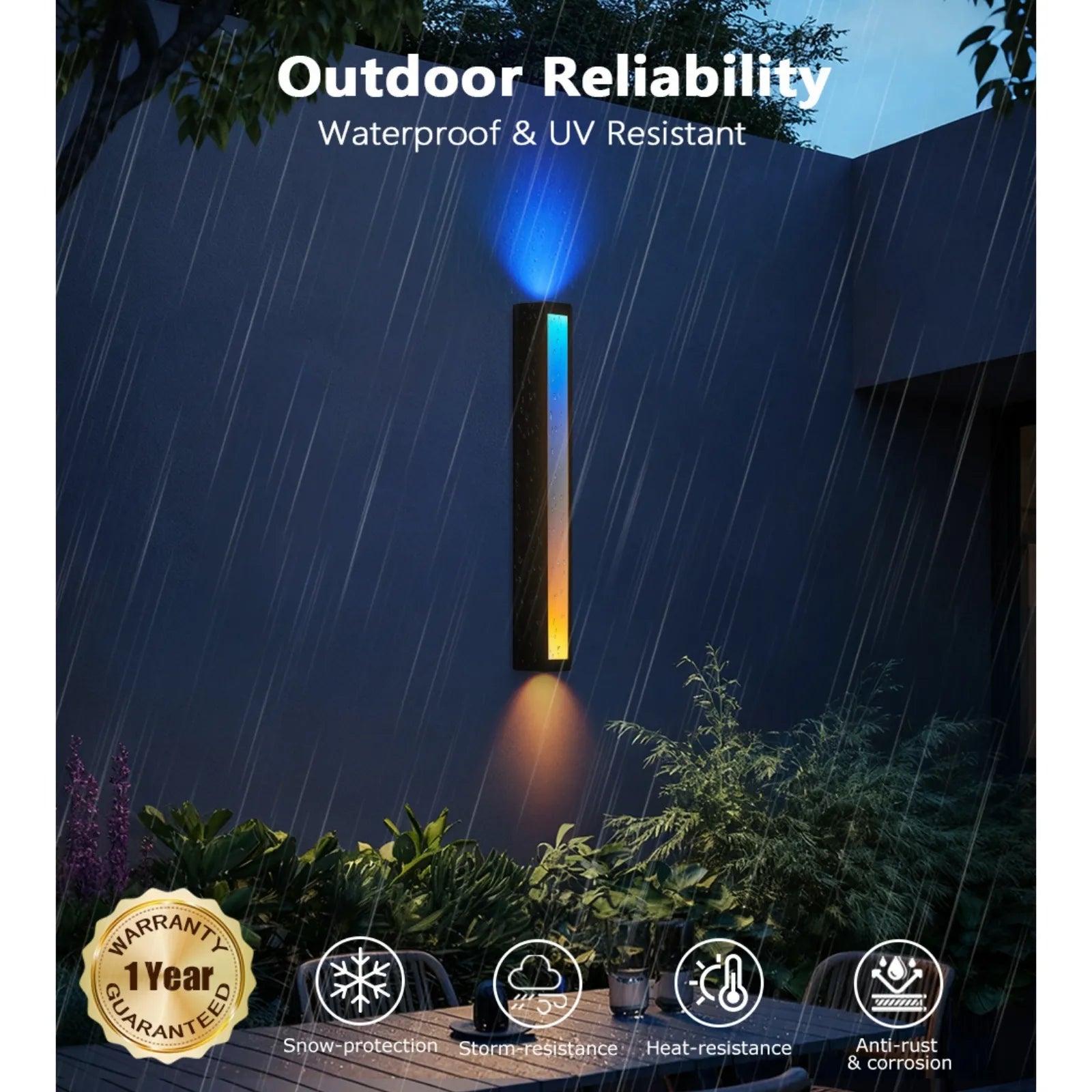 23.6” Modern RGB Outdoor Wall Lights with Remote Control