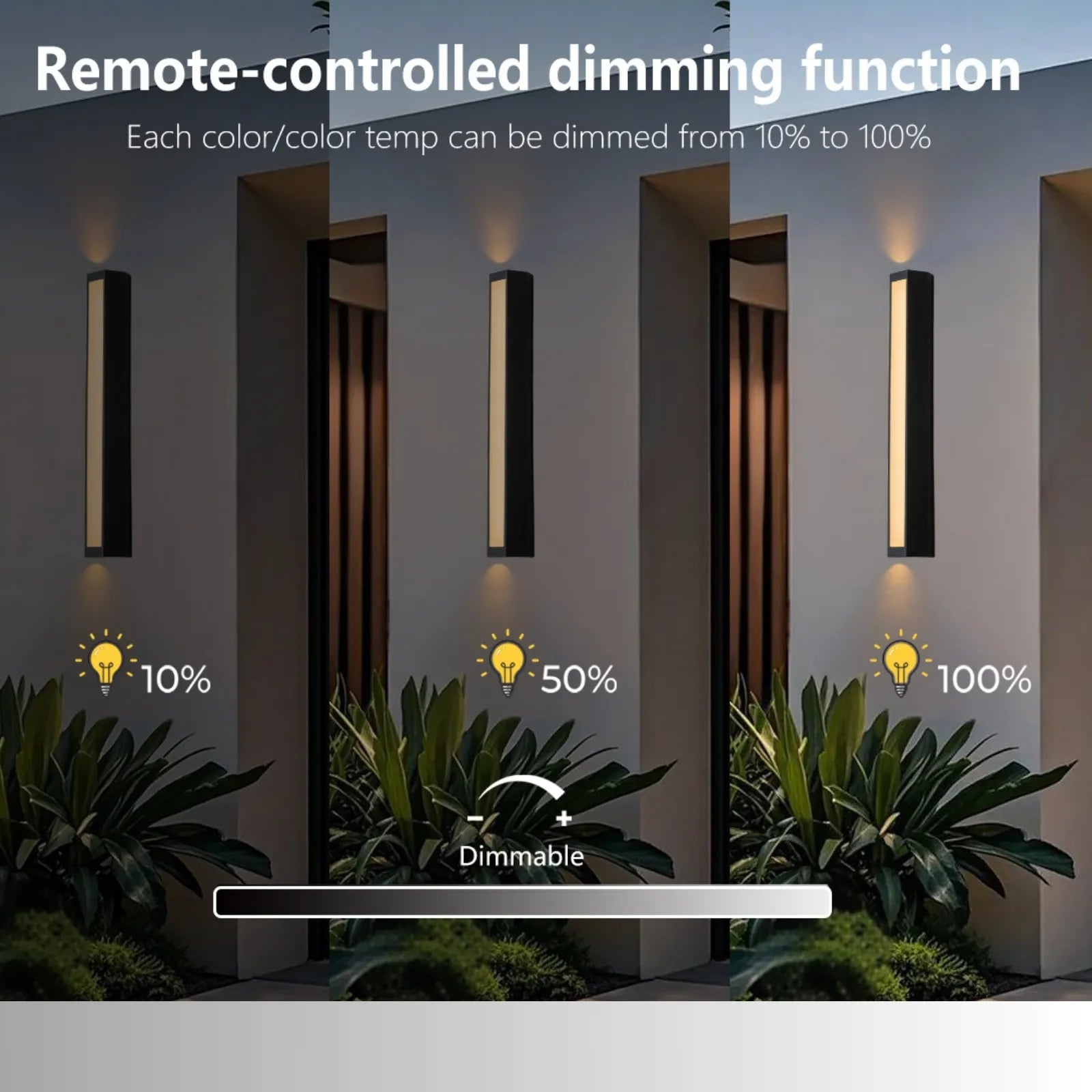 23.6” Modern RGB Outdoor Wall Lights with Remote Control