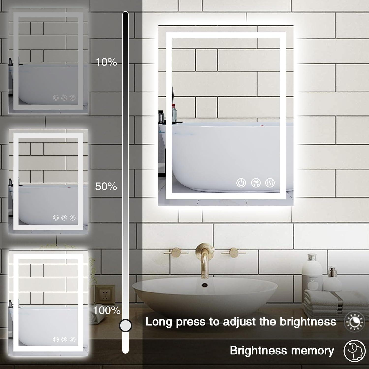 Rectangle 3CCT Dimmable LED Bathroom Mirror - FTL Outdoor Wall Lighting LED Light Bulbs