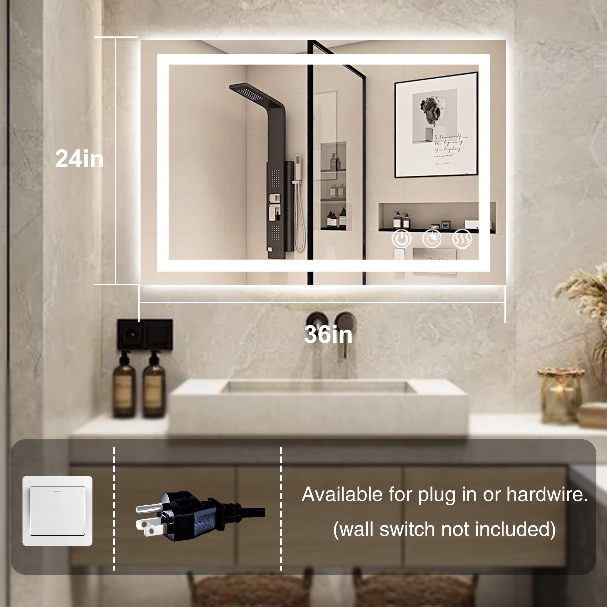Rectangle 3CCT Dimmable LED Bathroom Mirror