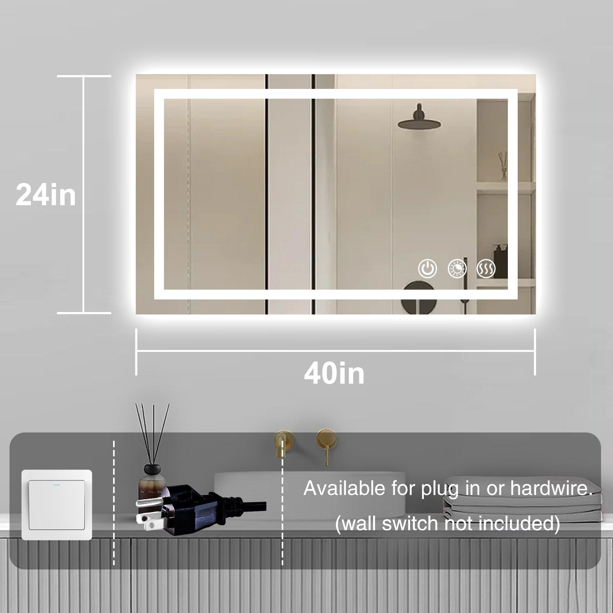 Rectangle 3CCT Dimmable LED Bathroom Mirror