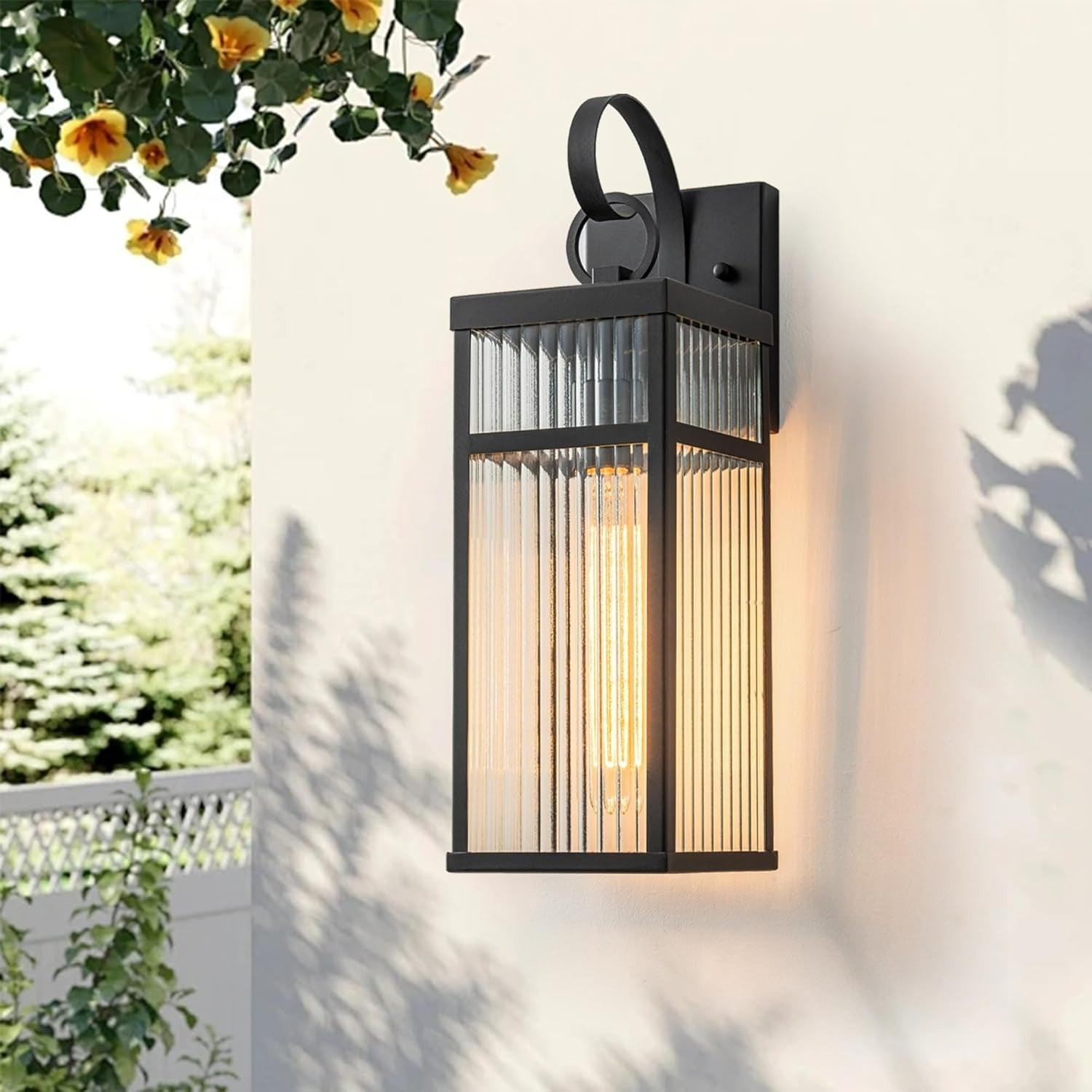 Outdoor Wall Lights with Striped Glass - FTL Outdoor Wall Lighting LED Light Bulbs