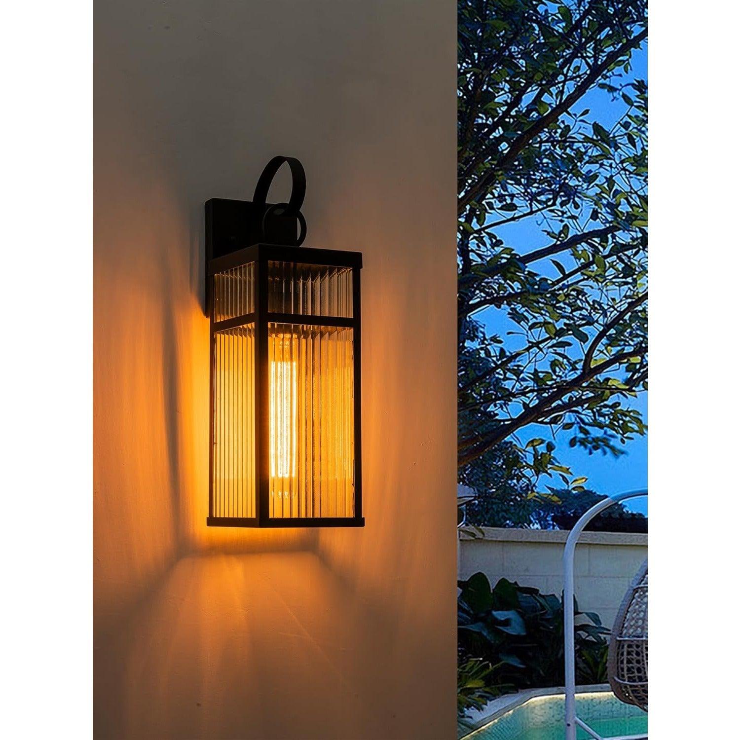 Outdoor Wall Lights with Striped Glass - FTL Outdoor Wall Lighting LED Light Bulbs